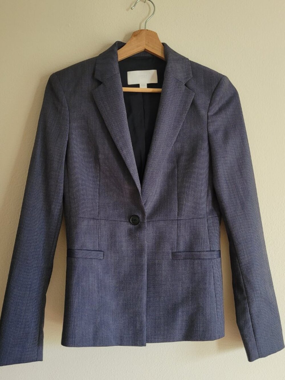 BOSS Hugo Boss Navy Virgin Wool Blazer Jacket Size 0 Formal Business Career